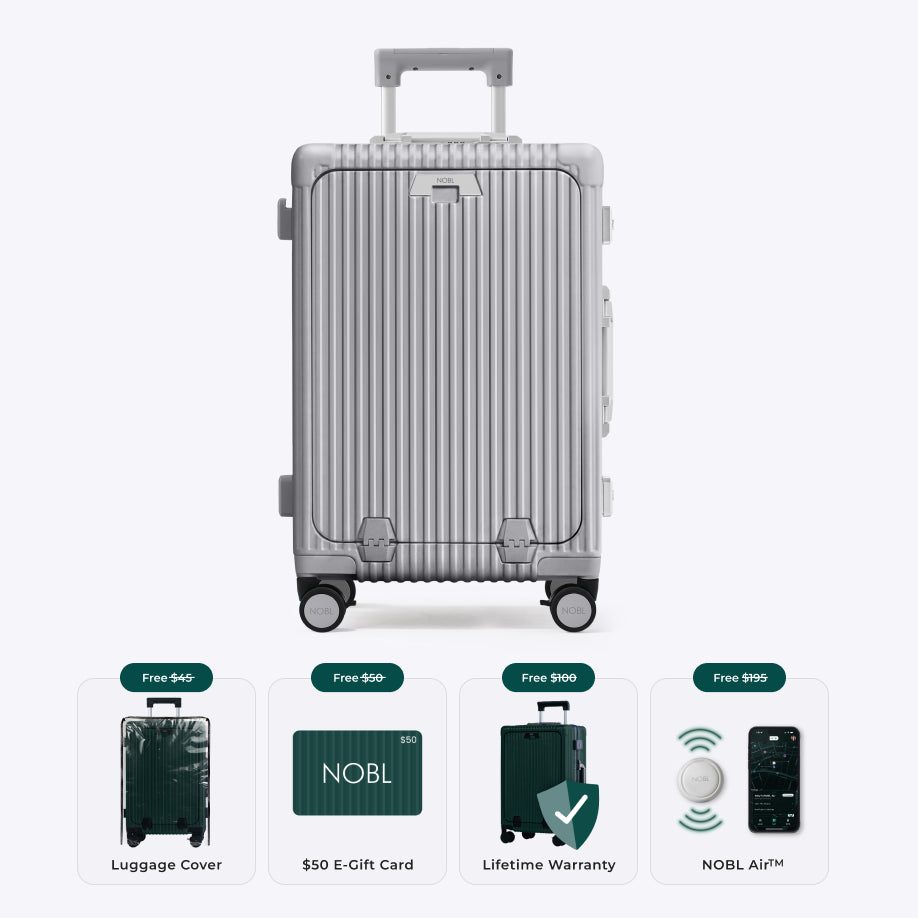 Silver NOBL Carry-On with four free gifts